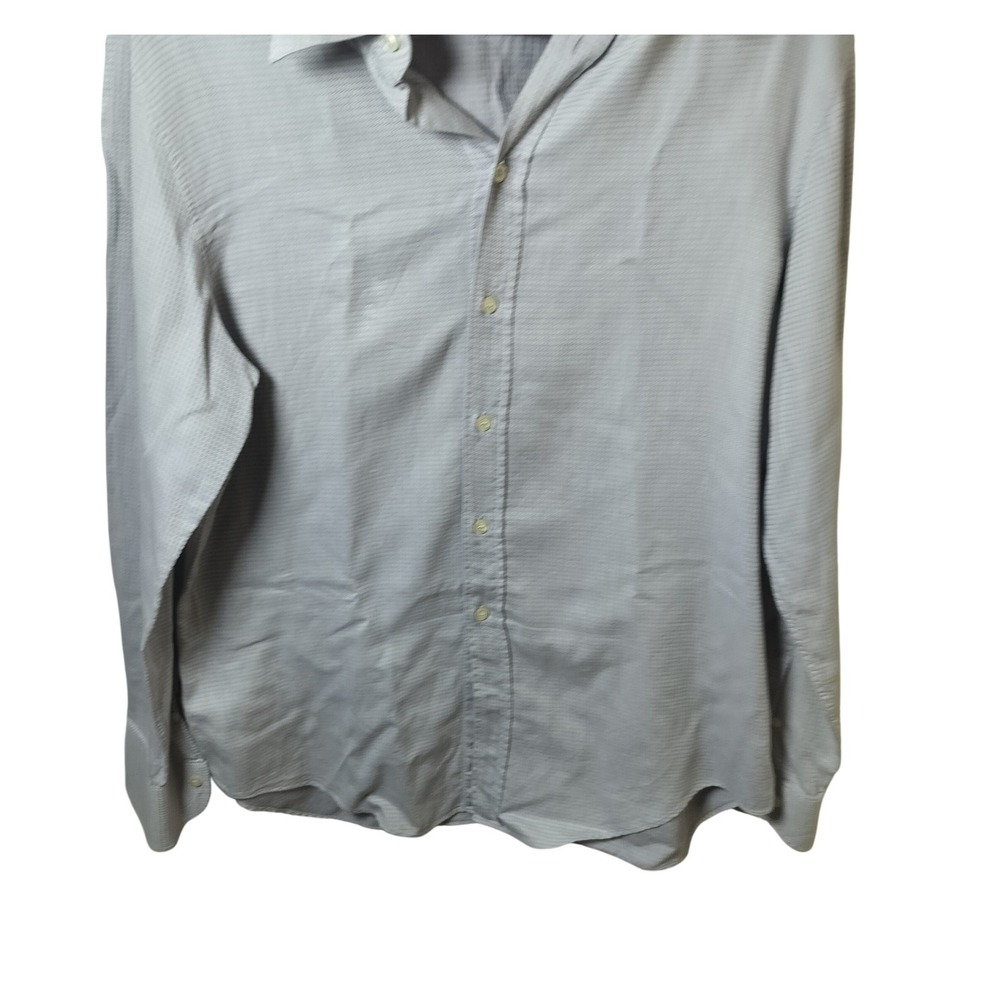 Emporio Armani Mens Grey Textured Cotton Long Sleeve Button Down Shirt XL